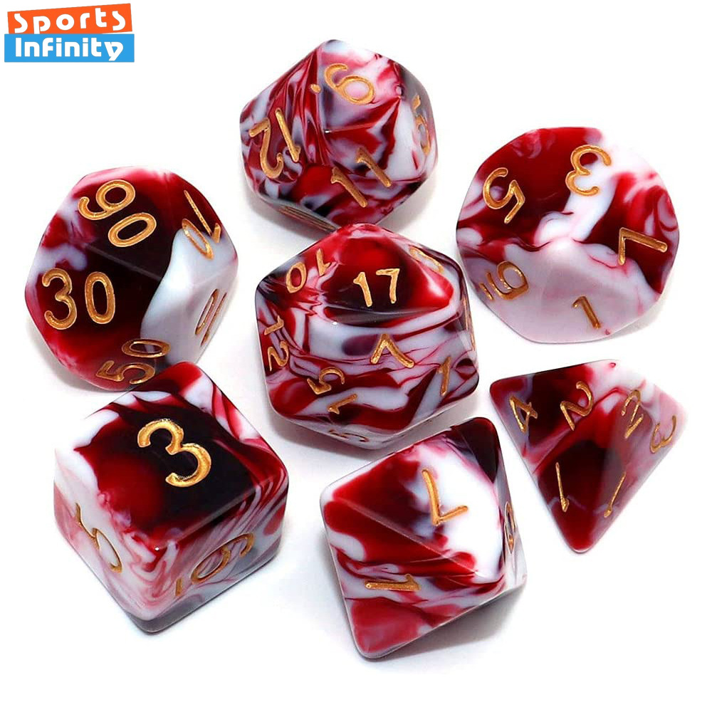 Board Game Font - 7 adet/takım Çift Renk Çokyüzlü Zar