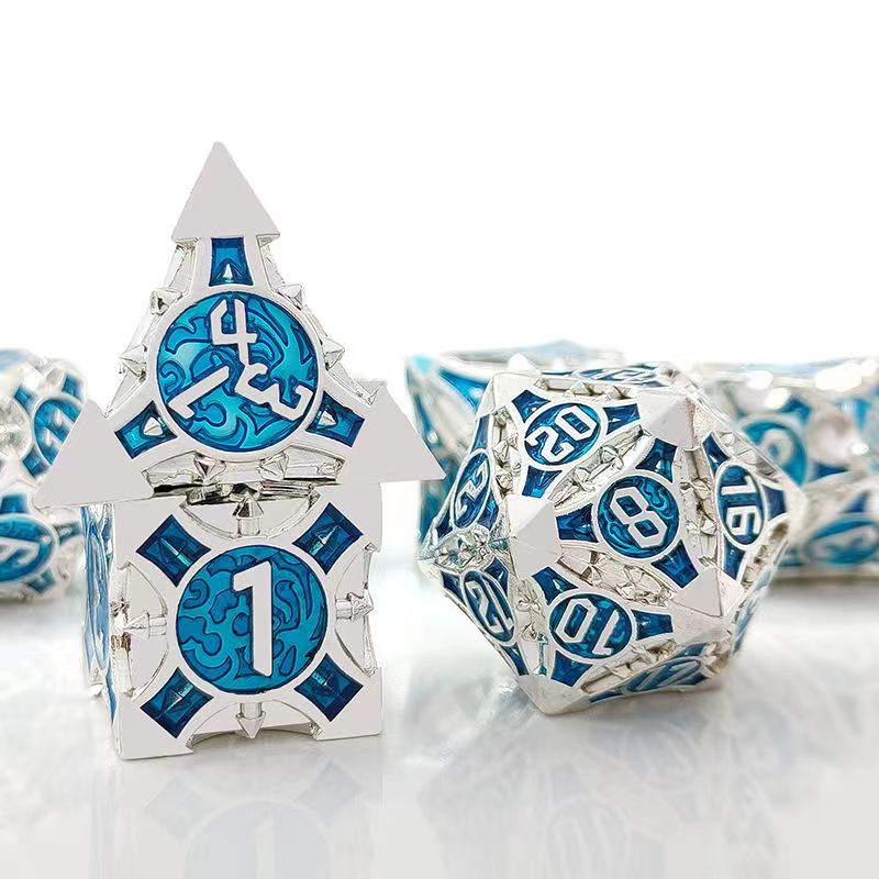 Board Game Land - 7 adet Cosplay D4-D20 DND pirinç